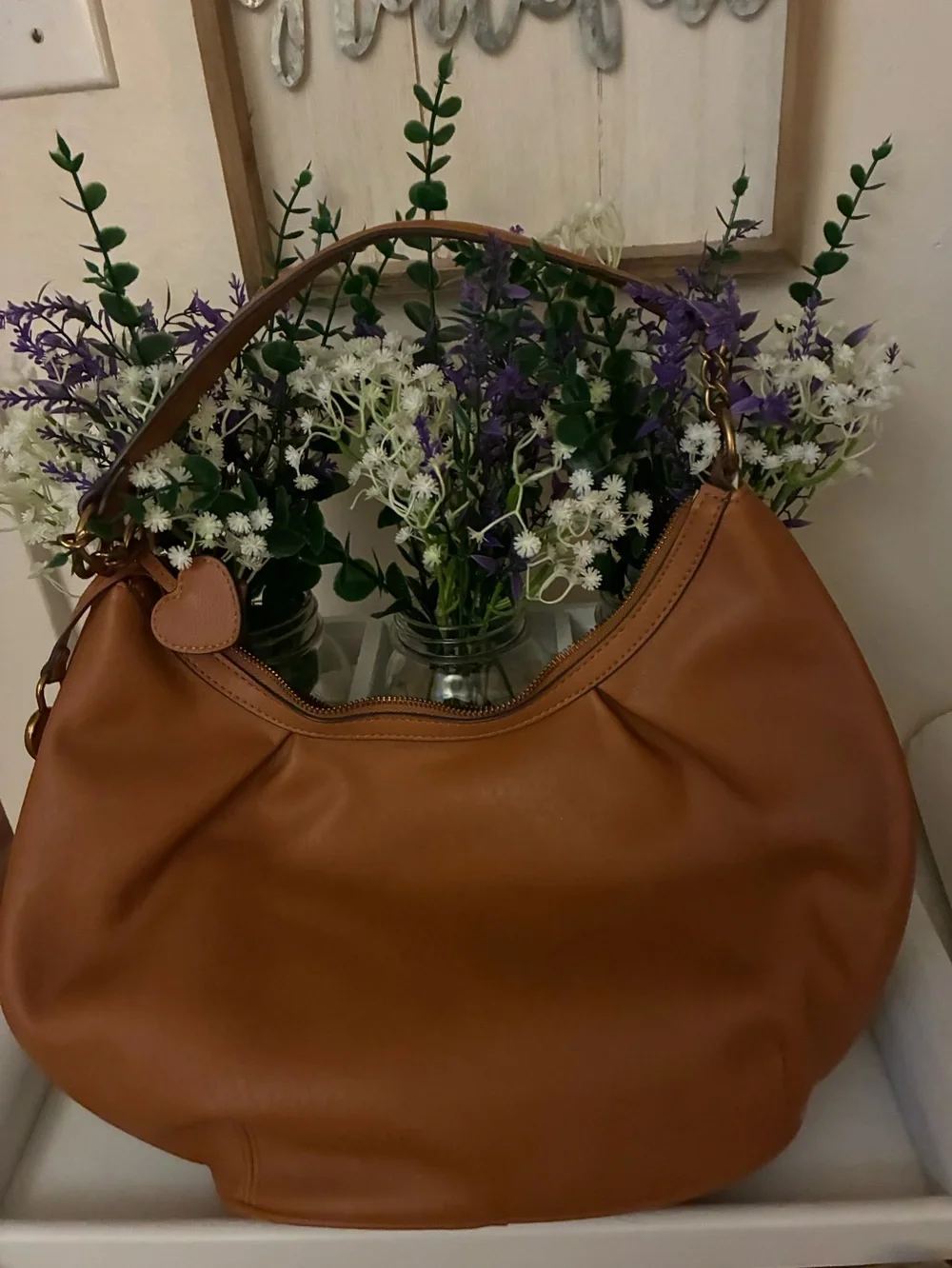 JUICY COUTURE Cognac Leather Hobo with Gold Accents.  NWOT